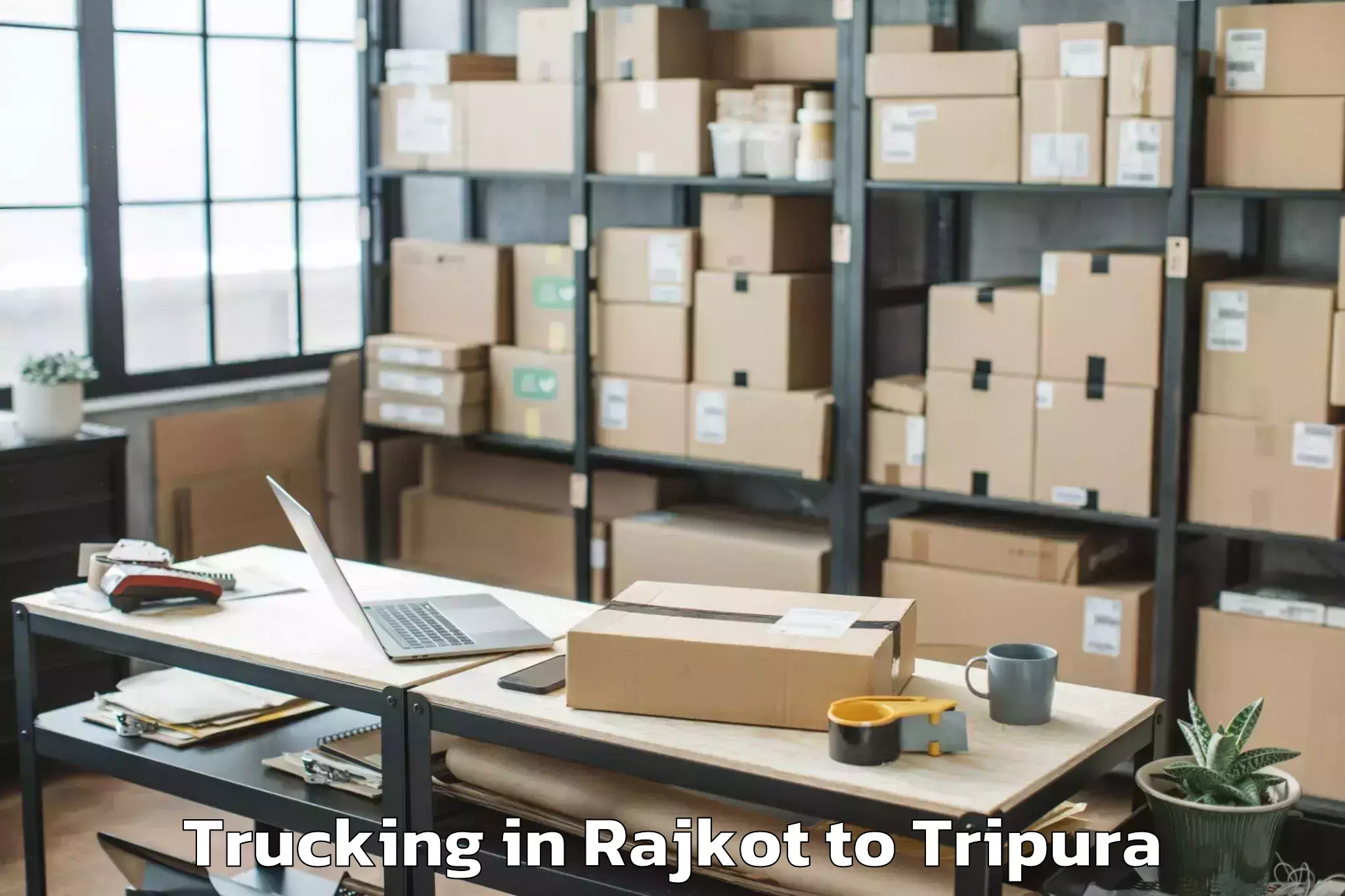 Book Rajkot to Boxanagar Trucking Online